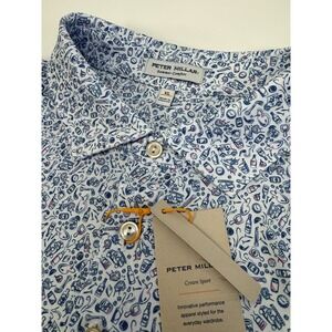 NWT Peter Millar Bar For The Course Cocktail Print Golf Polo Shirt White XL $115